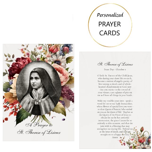 Placement Une prière à Sainte-Thérèse de Lisieux Carte catho (Créateur téléchargé)