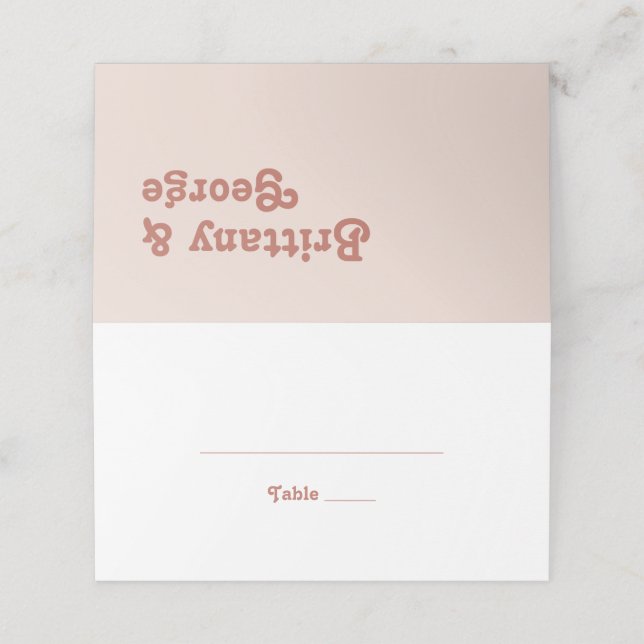 Placement Vibes rétro simples | Carte de place pliée rose vi (Extérieur déplié)