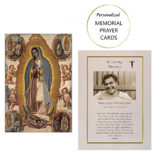 Placement Vierge de Guadalupe, Carte de prière funéraire ano