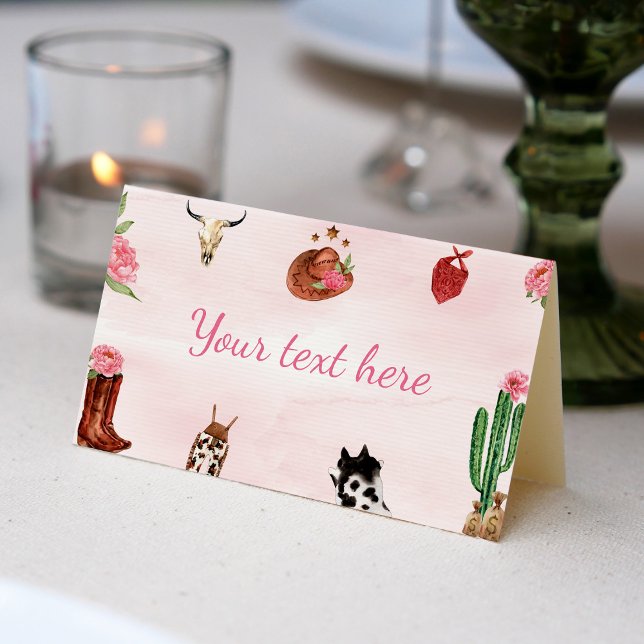 Placement Western First Rodeo Cowgirl Carte de lieu d'annive (Créateur téléchargé)