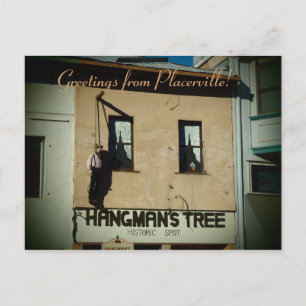 Placerville homme suspendu vieille carte postale d