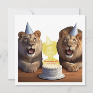 Placez mon visage dans l'image, carte lions et enf