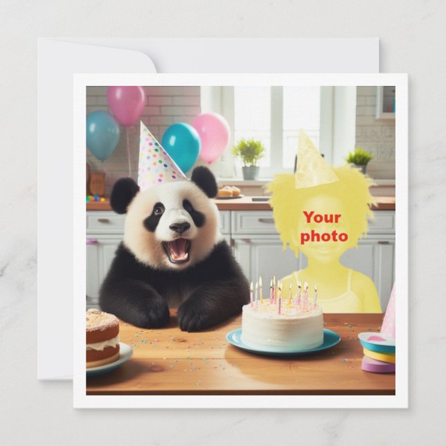 Placez mon visage dans l'image, carte panda et enf (Devant)