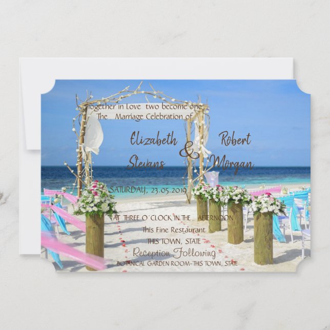Plage adorable Arbor Floral Faire-part de mariage (Devant)