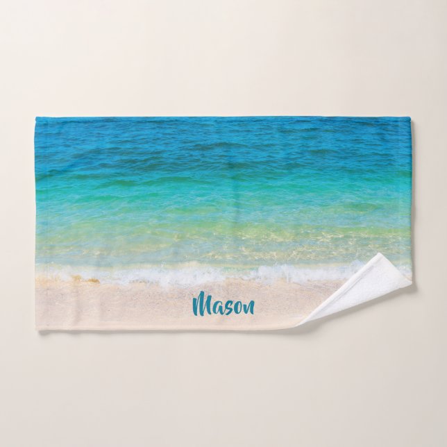 Plage agréable (avec le nom personnalisé) (Serviette à main)