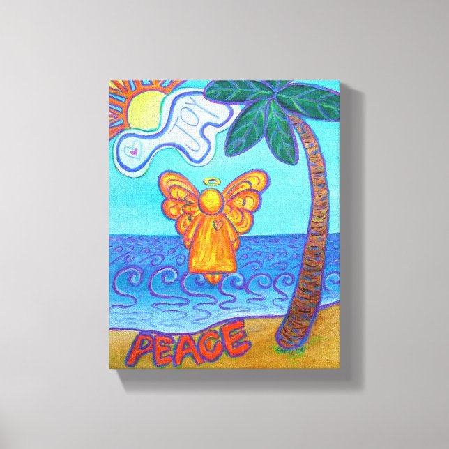 Plage Ange Peinture Toile Enveloppée Art (Recto)