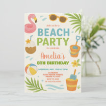 Plage animée Invitation d'anniversaire & Décor pou