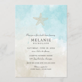 Plage Aquarelle Nuptiale Douche Invitation