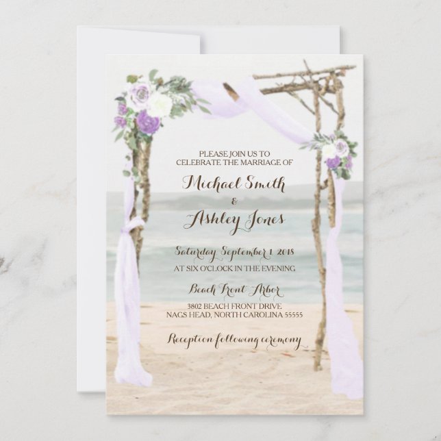 Plage Arbor Lavender Mariage Invitations (Devant)