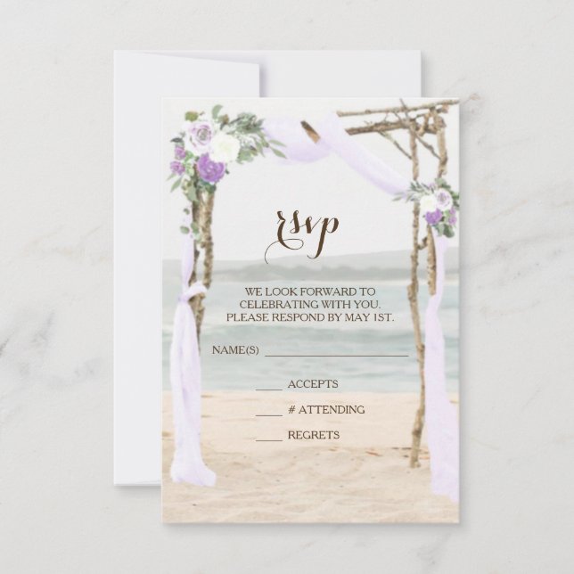 Plage Arbor Lavender Wedding Carte RSVP (Devant)