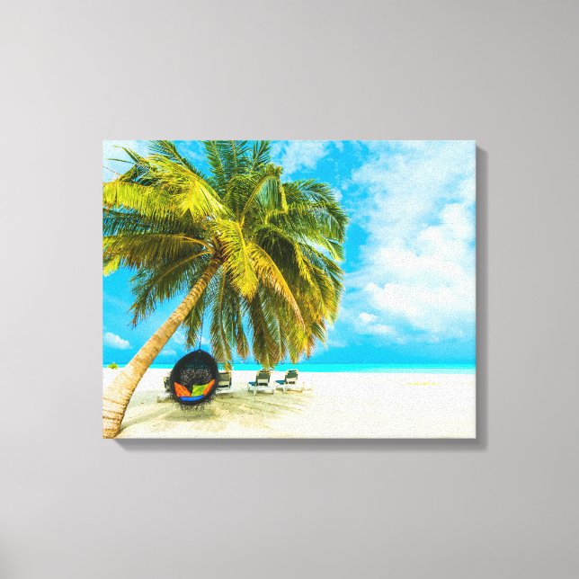 Plage aux Maldives en toile imprimé 1 (Recto)