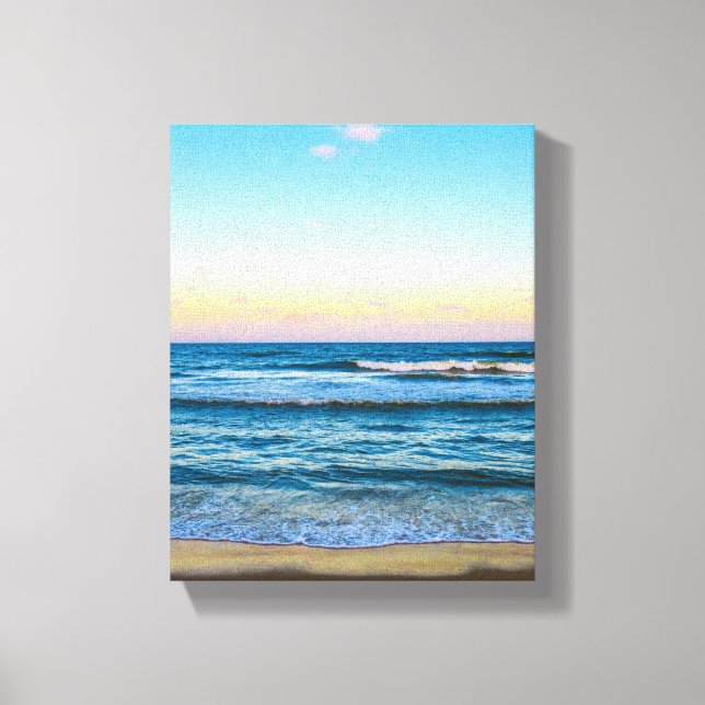 Plage avec image de vagues lumineuses sur toile (Recto)