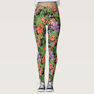 Plage Babe Leggings tropicaux avec fond noir