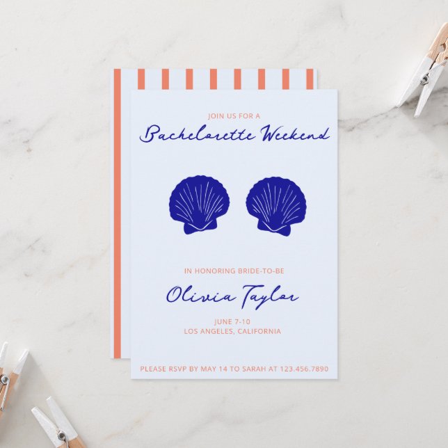 Plage Bachelorette Invitation (Devant/Arrière en situation)