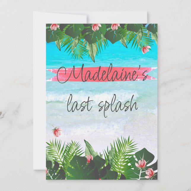 Plage Bachelorette Tropicale Vert Bleu Invitation (Dos)