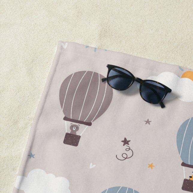 Plage Balloons À Air Chaud Avec Animaux Serviette De Pla (En situation)
