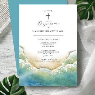 Plage Baptême Invitations Aquarelle