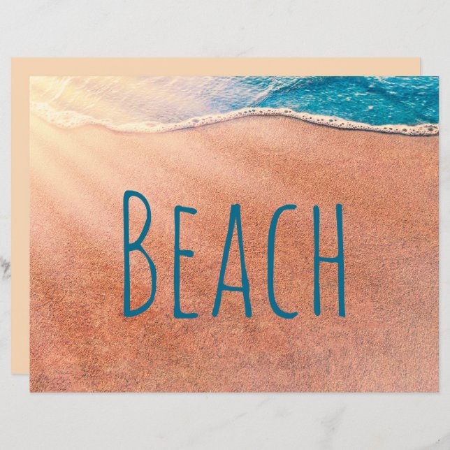 Plage Bleu Bleu Océan Vague Découpage (Devant / Derrière)