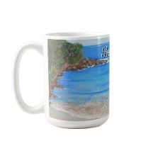 Plage Bleu Vagues Acrylique Peinture Café Mug
