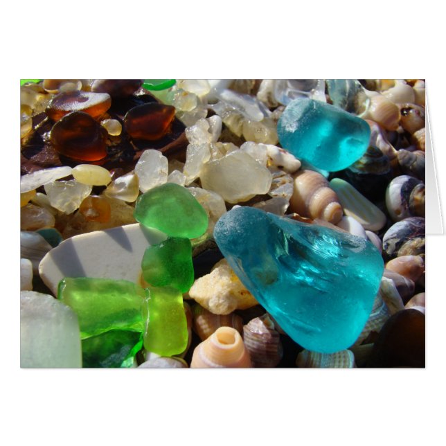 Plage Bleu Vert Verre de mer Agate Rocks Coques (Devant horizontal)