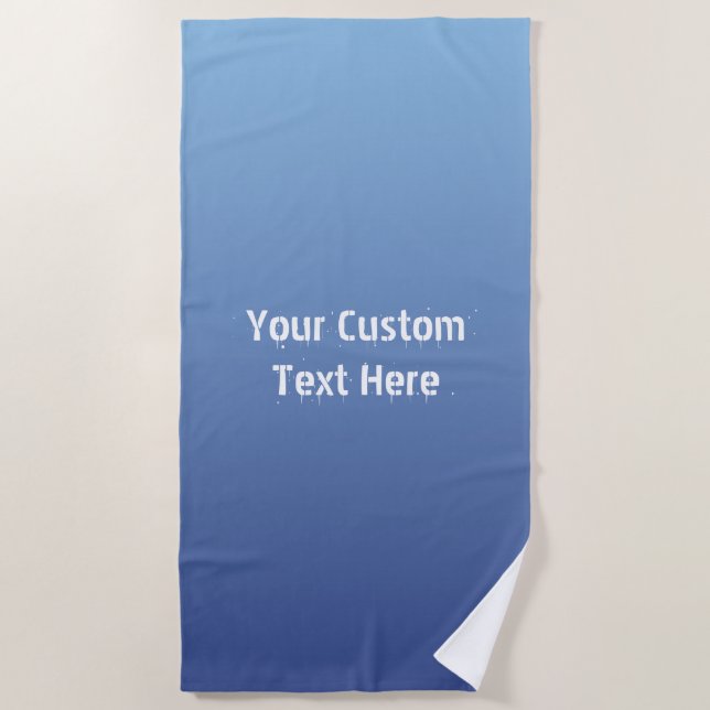 Plage Blue Gradient texte personnalisé serviette de plag (Devant)