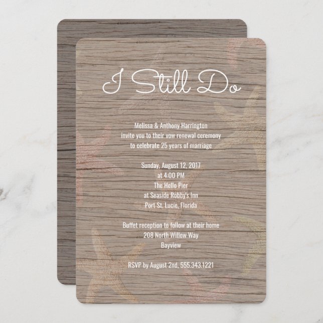 Plage Boardwalk Mariage Vow Renewal Invitation (Devant / Derrière)