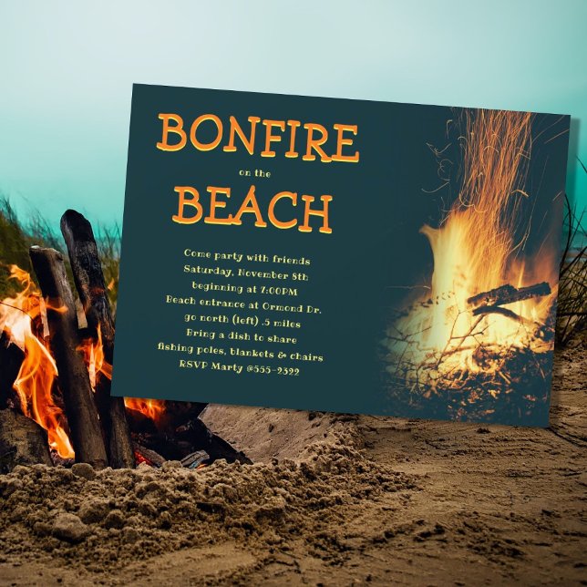 Plage Bonfire Invitation de soirée (Créateur téléchargé)