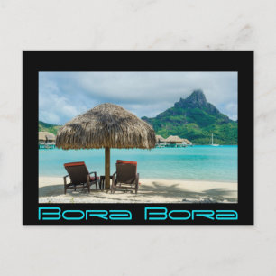 Plage Bora Bora carte postale de la frontière noir