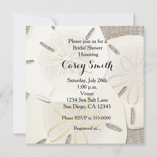 Plage Burlap Sable Dollar Invitation de la nuptial (Devant)