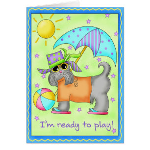 Plage Chien Whimsy Art Vert bleu