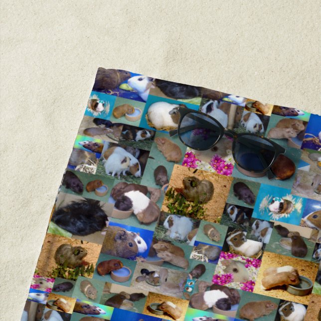 Plage Collage photo de cochon de Guinée, serviette de pl (En situation)