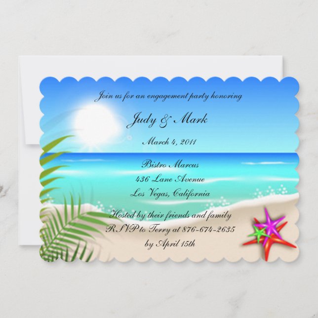 Plage Colorful Starfish Engagement Invitation (Devant)