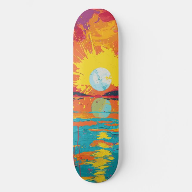 Plage cool Sunshine Pink and Orange Skateboard (Recto)