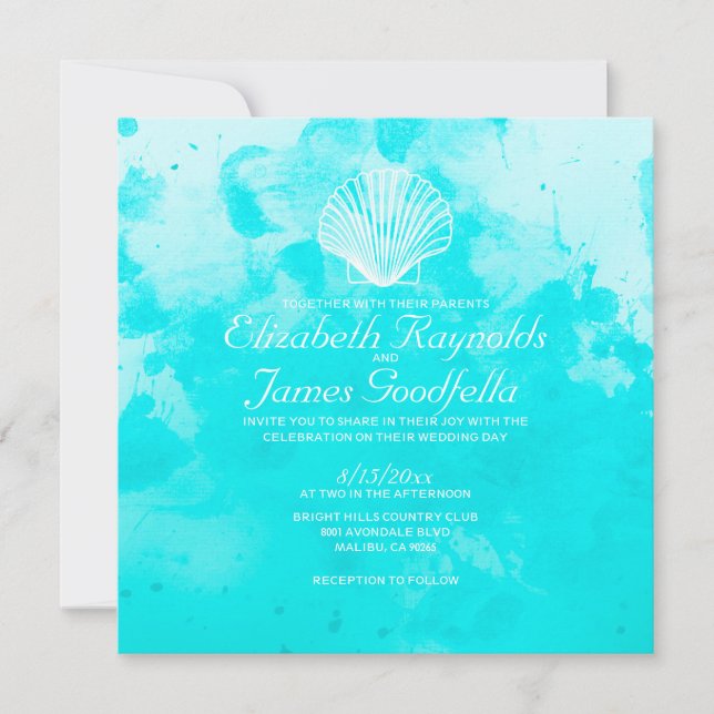 Plage Coquillages Destination Mariages Invitations (Devant)