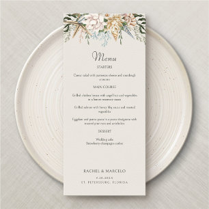 Plage Coquillages Floral Mariage Menu