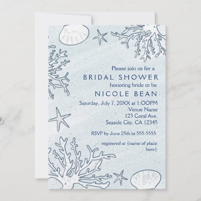 Plage Coral Reef Sea Shell & Starfish Invitations (Devant)