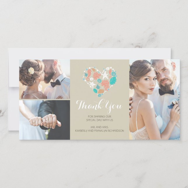 Plage Côte Coeur Nautique Mariage Merci (Devant)