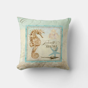 Plage côtière d'hippocampe - coussin à la maiso