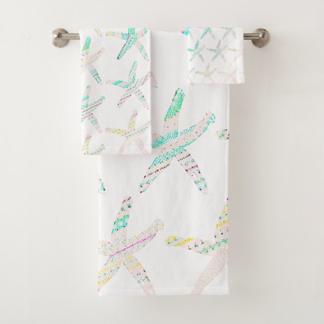 Plage côtière Motif d'étoiles de mer Turquoise Ble (En situation)