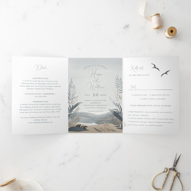 plage côtière nouvelle-england Mariage Tri-Fold (Intérieur)