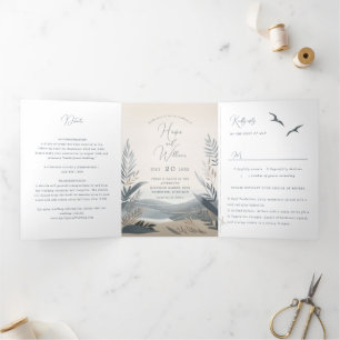 plage côtière nouvelle-england Mariage Tri-Fold