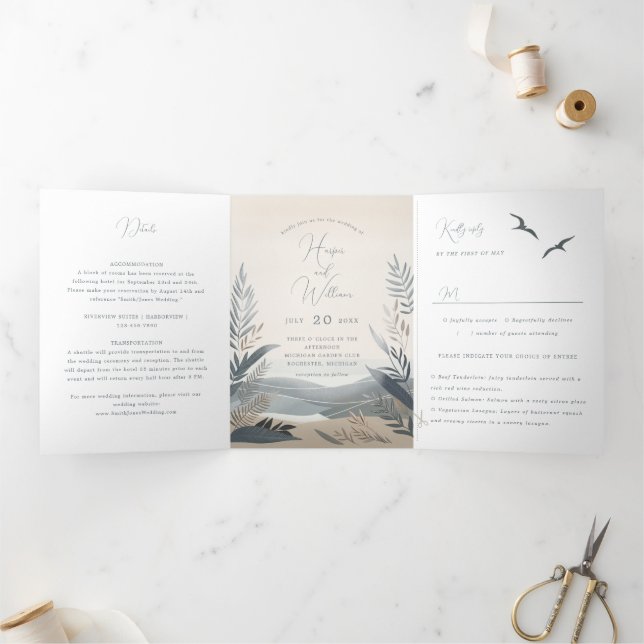 plage côtière nouvelle-england Mariage Tri-Fold (Intérieur)