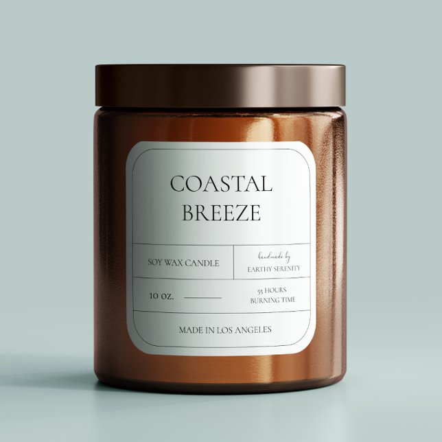 Plage côtière Vibe Étiquette à bougie bleu pâle (Créateur téléchargé)