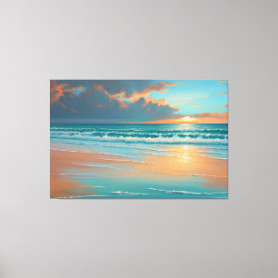 Plage Coucher de soleil toile Imprimer
