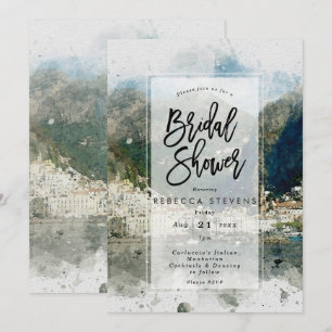 Plage d'aquarelle italienne invitation à la douche
