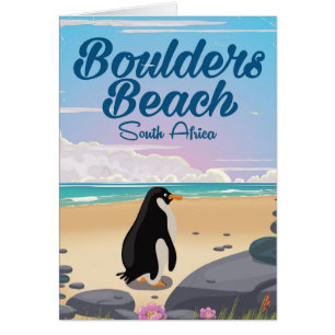 plage de boulders Afrique du Sud affiche de voyage