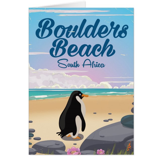 plage de boulders Afrique du Sud affiche de voyage (Devant)