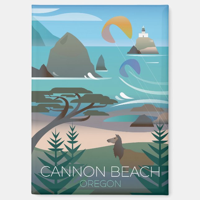 Plage de Cannon, Aimant Réfrigérateur de l'Oregon (Recto)