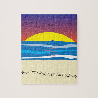 Plage de coucher de soleil abstrait moderne puzzle