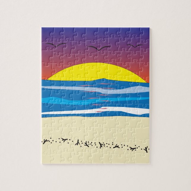 Plage de coucher de soleil abstrait moderne puzzle (Vertical)
